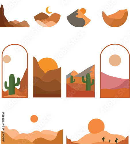 Desert Landscape Illustration Set