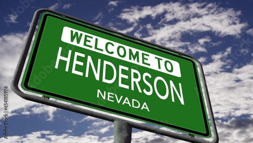 Welcome to Henderson, Nevada. USA City Road Sign, Realistic 3d Animation