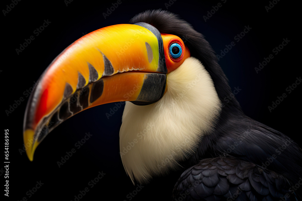 Toucan bird isolated on black background. Toucan bird isolated on black background.