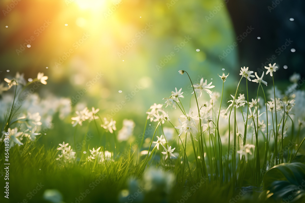 Fototapeta premium spring grass and sun