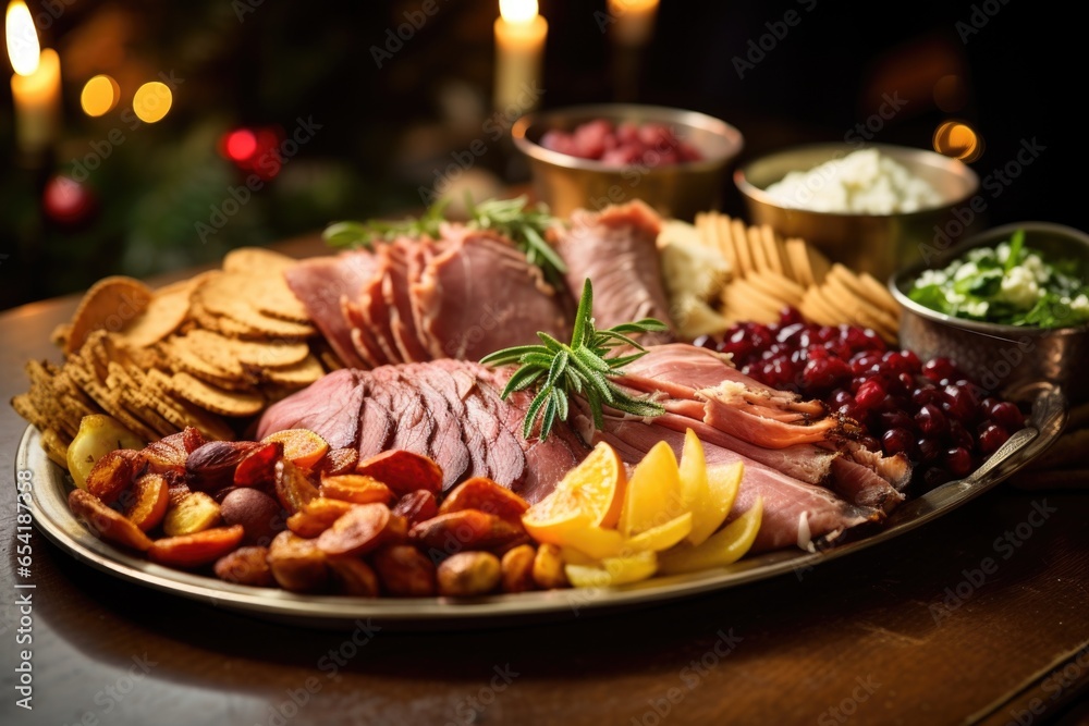 platter of leftovers from the christmas feast platter of leftovers from the christmas feast