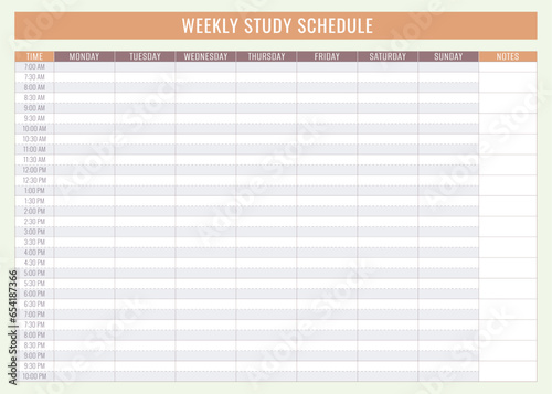 Weekly study schedule template