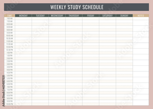 Weekly study schedule template