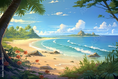 A serene seaside scene. Generative AI