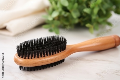 hairbrush bristles without stray hairs or dust