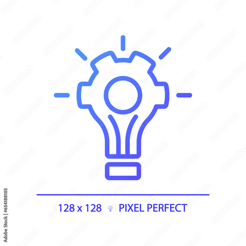 2D pixel perfect gradient problem solving icon, isolated vector, thin line purple illustration representing soft skills. 2D pixel perfect gradient problem solving icon, isolated vector, thin line purple illustration representing soft skills.