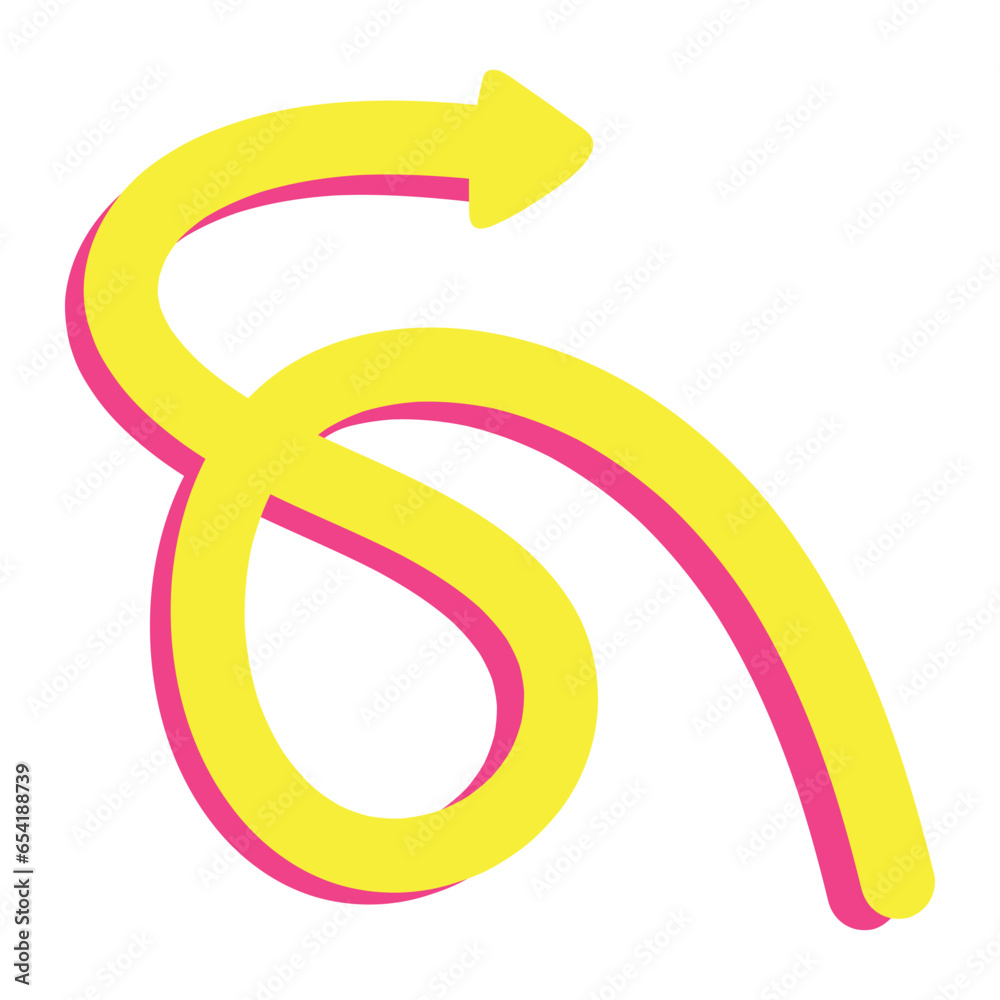 Doodle spiral arrows icon. Design quirky twist zigzag line, spring coil, curve wave. Vector