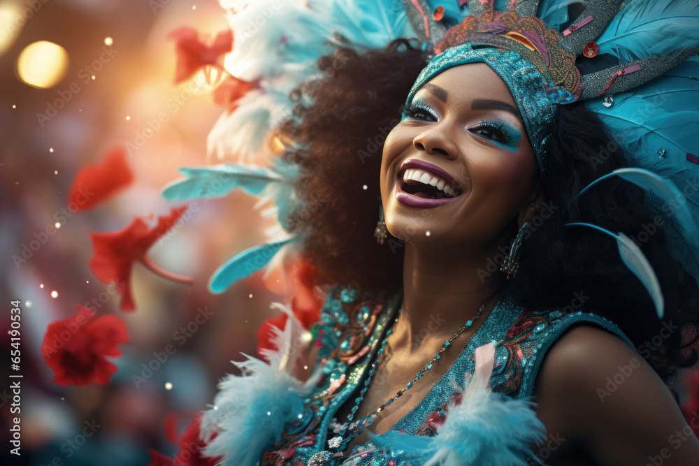 The lively energy of a Brazilian carnival parade, with samba dancers and elaborate floats. Generative Ai. The lively energy of a Brazilian carnival parade, with samba dancers and elaborate floats. Generative Ai.