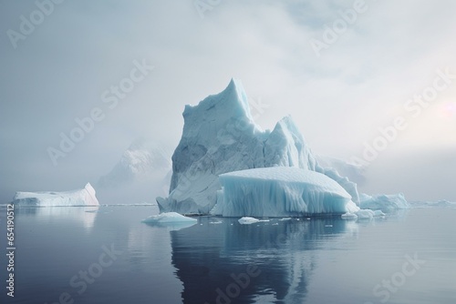 Melting iceberg at the poles. Generative AI © Yvaine