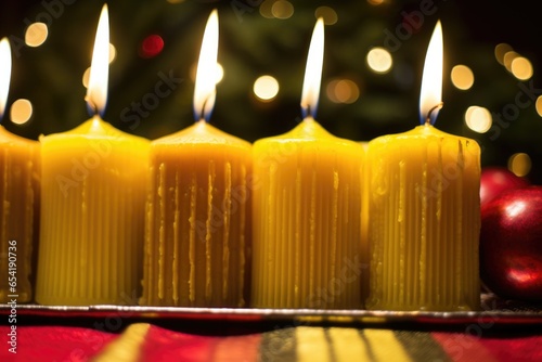 detailed shot of beeswax kwanzaa candles mishumaa photo