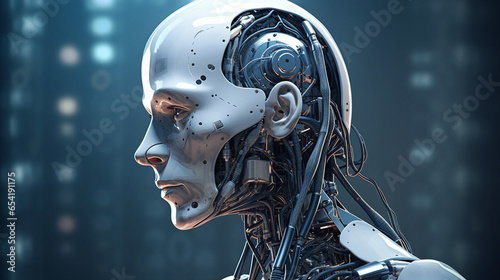 Enhancing Cognition,AI Technology with Brain-Integrated Chips and Digital Data Science Wallpaper