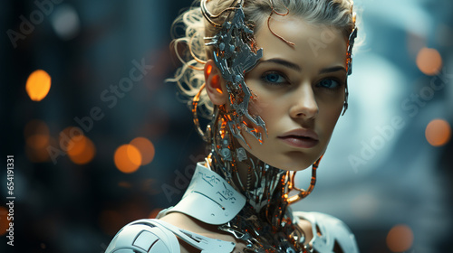 Enhancing Cognition,AI Technology with Brain-Integrated Chips and Digital Data Science Wallpaper