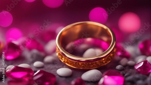 Eternal Love: Sparkling Wedding Ring Encased in Enchanting Pink Crystals