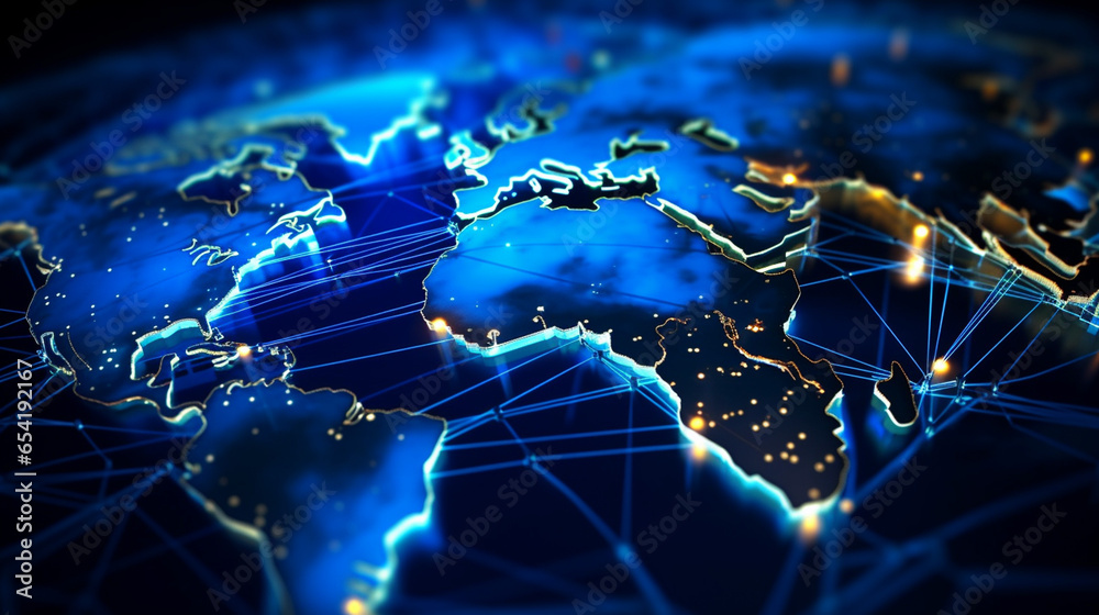 Fototapeta premium Unveiling the Digital Horizon,Technology Background, Global Data Connection, Earth View, and Fiber Networking