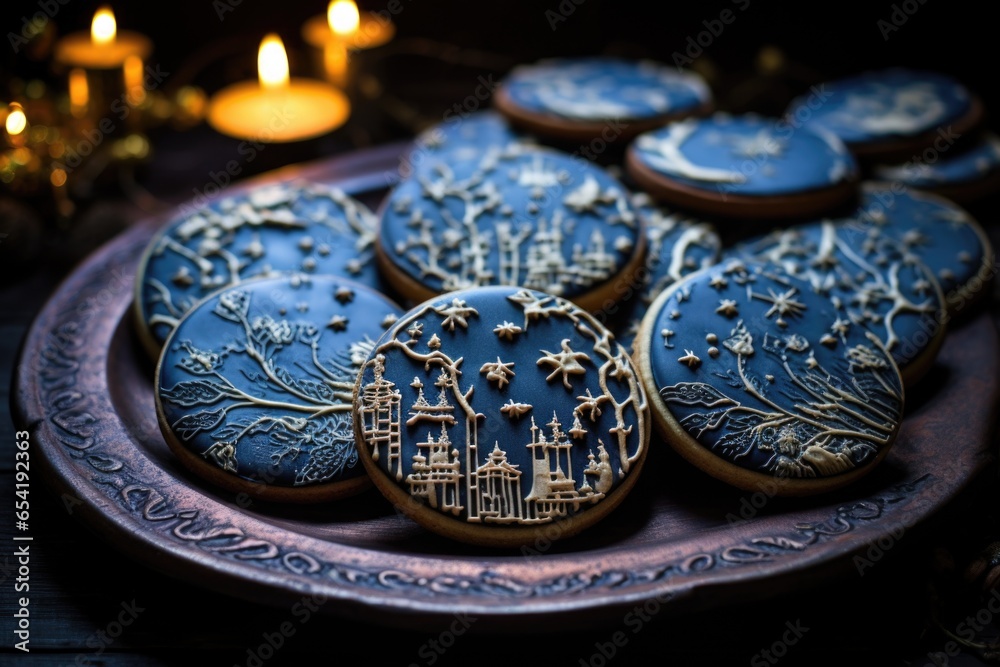 decorative iced cookies imprinted with midnight