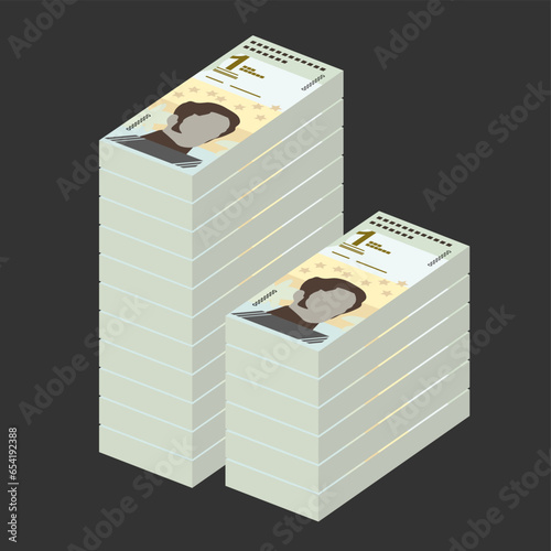 Bolivar Soberano Vector Illustration. Venezuela money set bundle banknotes. Paper money 1000000 VES. Flat style. Isolated on white background. Simple minimal design.