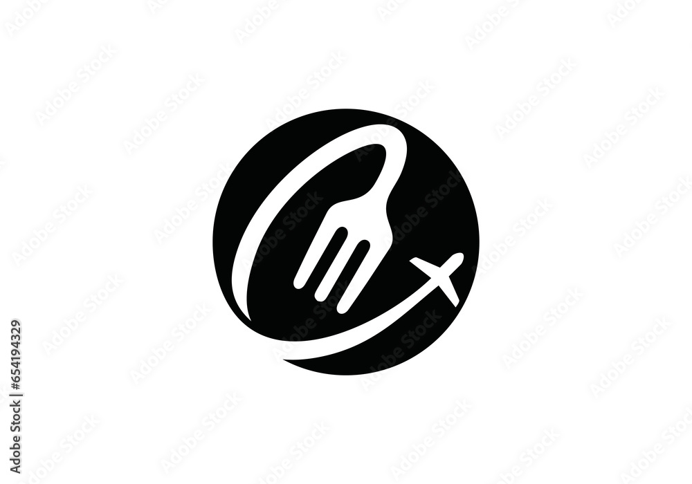 airplane fork logo design. food travel symbol icon vector graphic. airplane fork logo design. food travel symbol icon vector graphic.