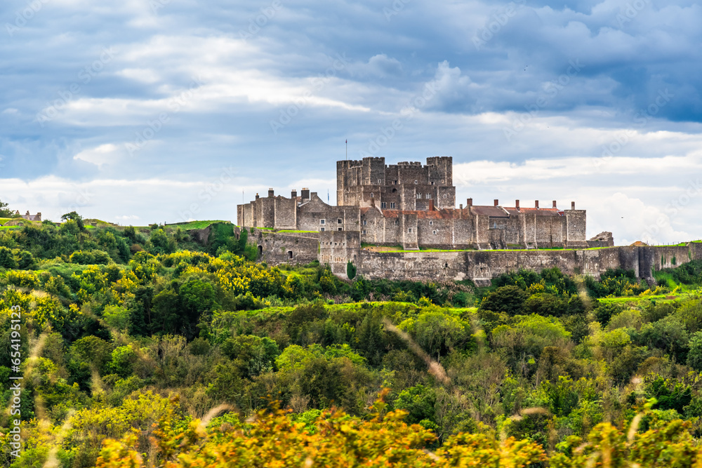 Dover Castle, the most iconic of all English fortresses. English castle on top of the hill.