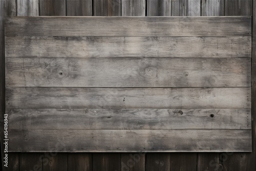 Genuine weathered sign board with empty area. High-quality, grey timber texture backdrop. Generative AI photo