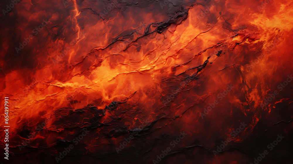 An abstract splash of molten lava, offering a vivid texture of fiery reds and burnt oranges, ideal for dynamic designs - obrazy, fototapety, plakaty 