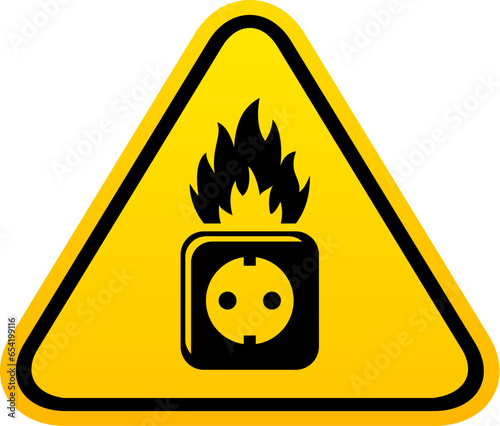 Faulty electrical outlet sign, home fire hazard