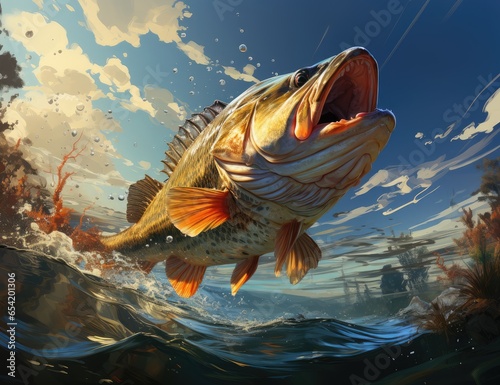 a largemouth bass jumping out