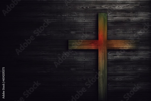 black history month wooden cross jesus background, dark wood texture poster design, Generative AI