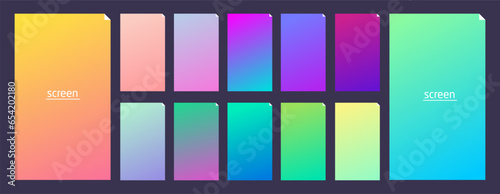 Soft pastel gradient smooth and vibrant color background set for devices, pc and modern smartphone screen soft pastel color backgrounds vector ux and ui design illustration