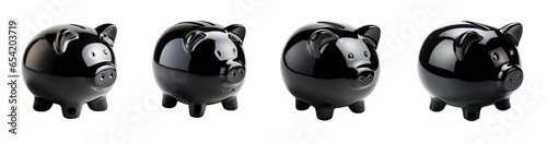 Black piggy bank set. Generative Ai	 photo
