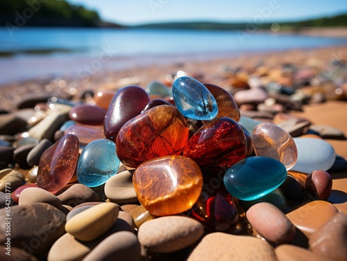 Colorful Sea Glass on The Beach. Gemstone