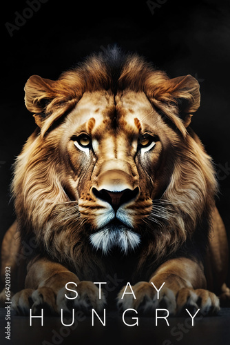 Lion motivational text business   Mafia Style   modern art animal . Generative ai