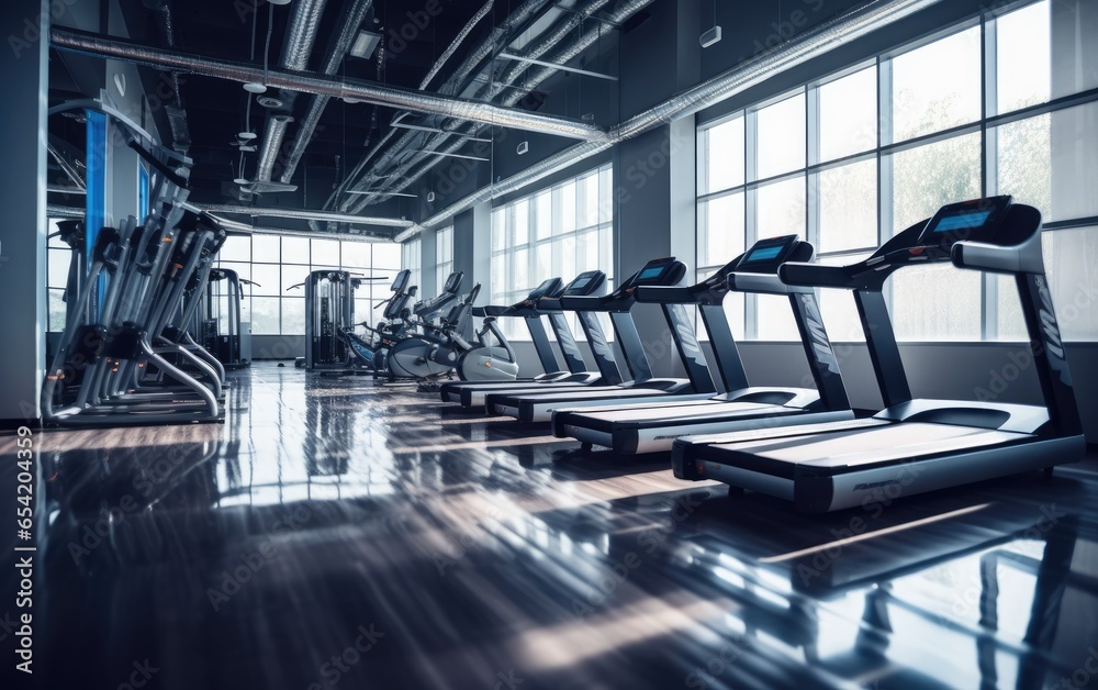 Modern gym interior. Generative AI