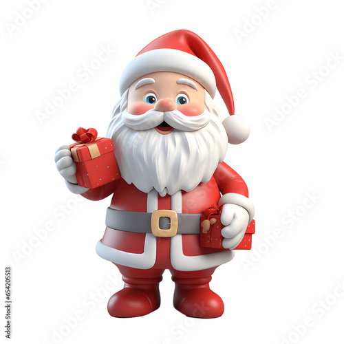 3d Cute Santa Claus on white background.