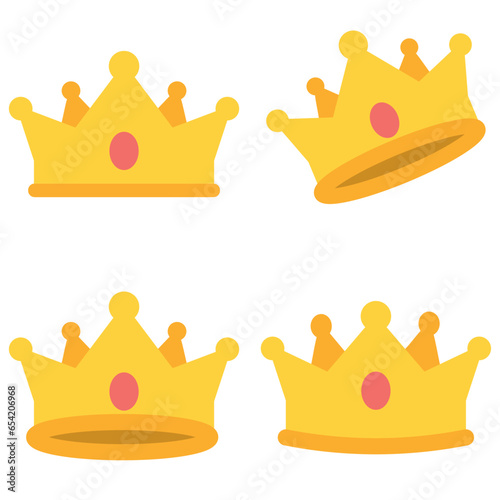 The crown is in a flat style. The banknote is flat icons. Vector illustration isolated on a white background