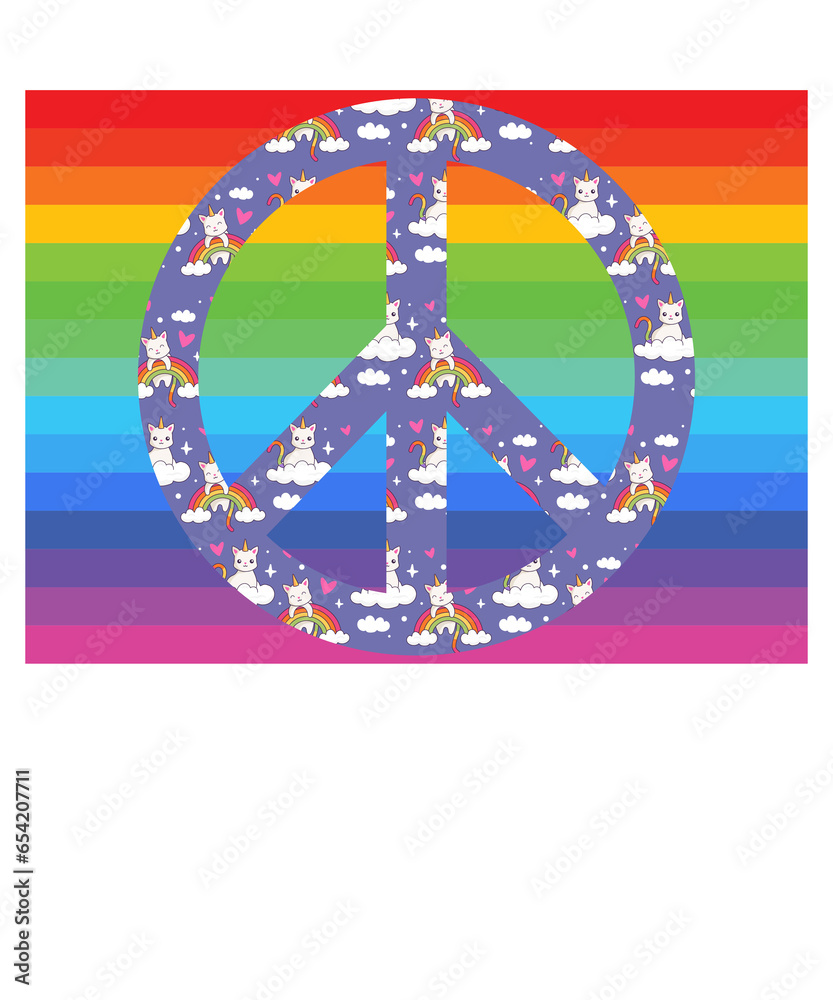 Peace Symbol mit LGBTQ Regenbogen Flagge Peace Symbol mit LGBTQ Regenbogen Flagge