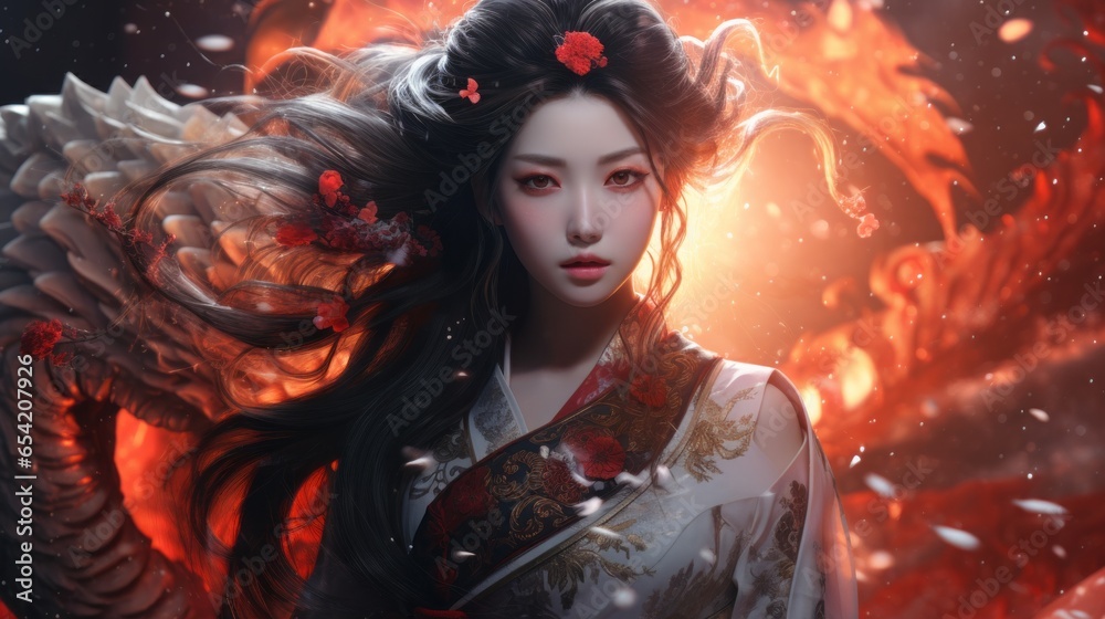 Amaterasu - The chinses goddess of the sun.generative ai Stock ...