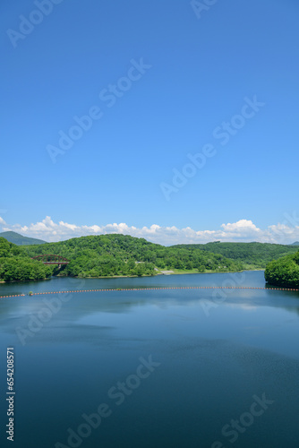 青空の十勝 サホロ湖と佐幌ダム 