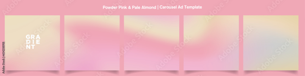 Gradient Carousel Ad Template. Powder Pink and Almond continuous Gradient background set for social media templates. Editable Vector Illustration. 
