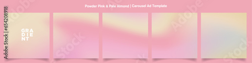 Gradient Carousel Ad Template. Powder Pink and Almond continuous Gradient background set for social media templates. Editable Vector Illustration. 
