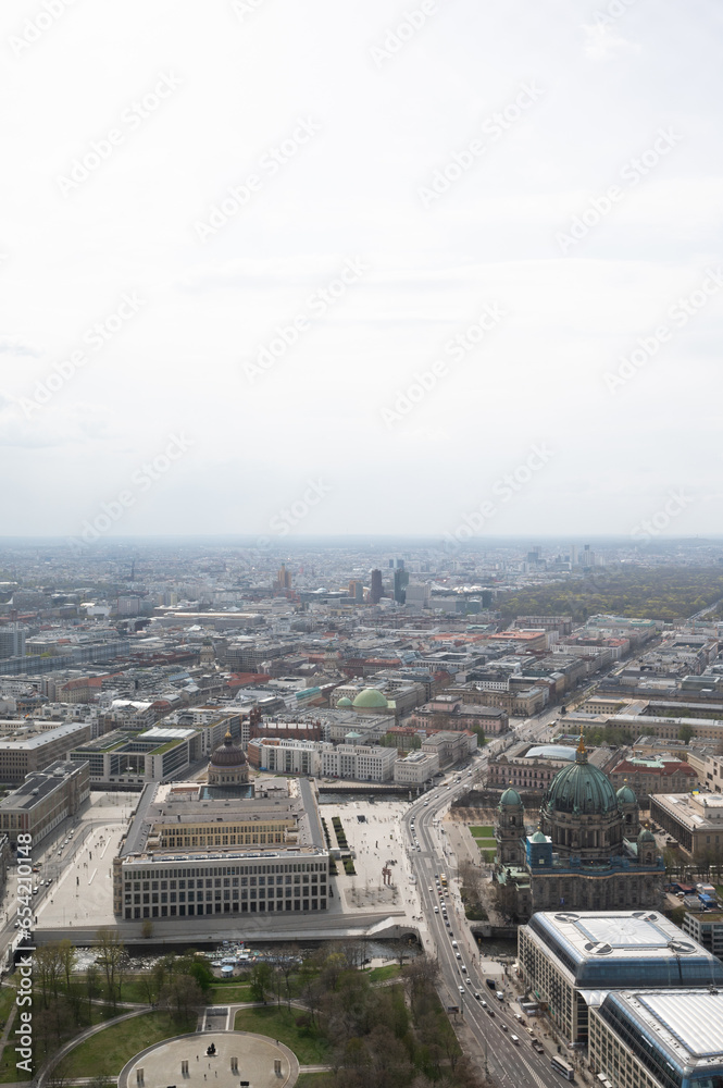 Berlin, Germany - April 19, 2023: Berlin aerial view from Berlin Television Tower