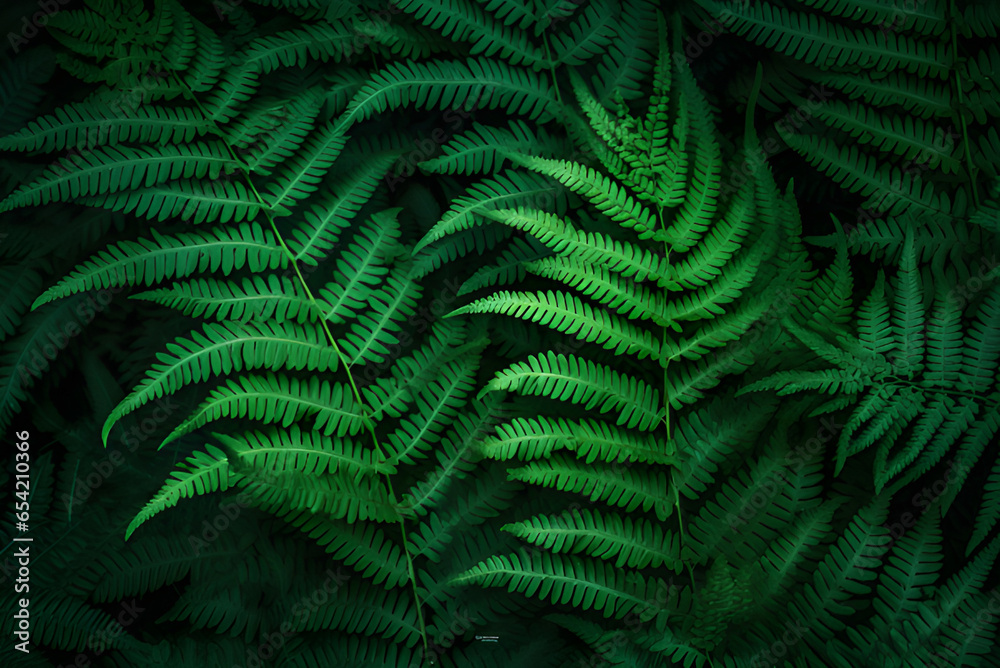 Abstract Green Fern Leaf Texture, Nature Background, Tropical Leaf.