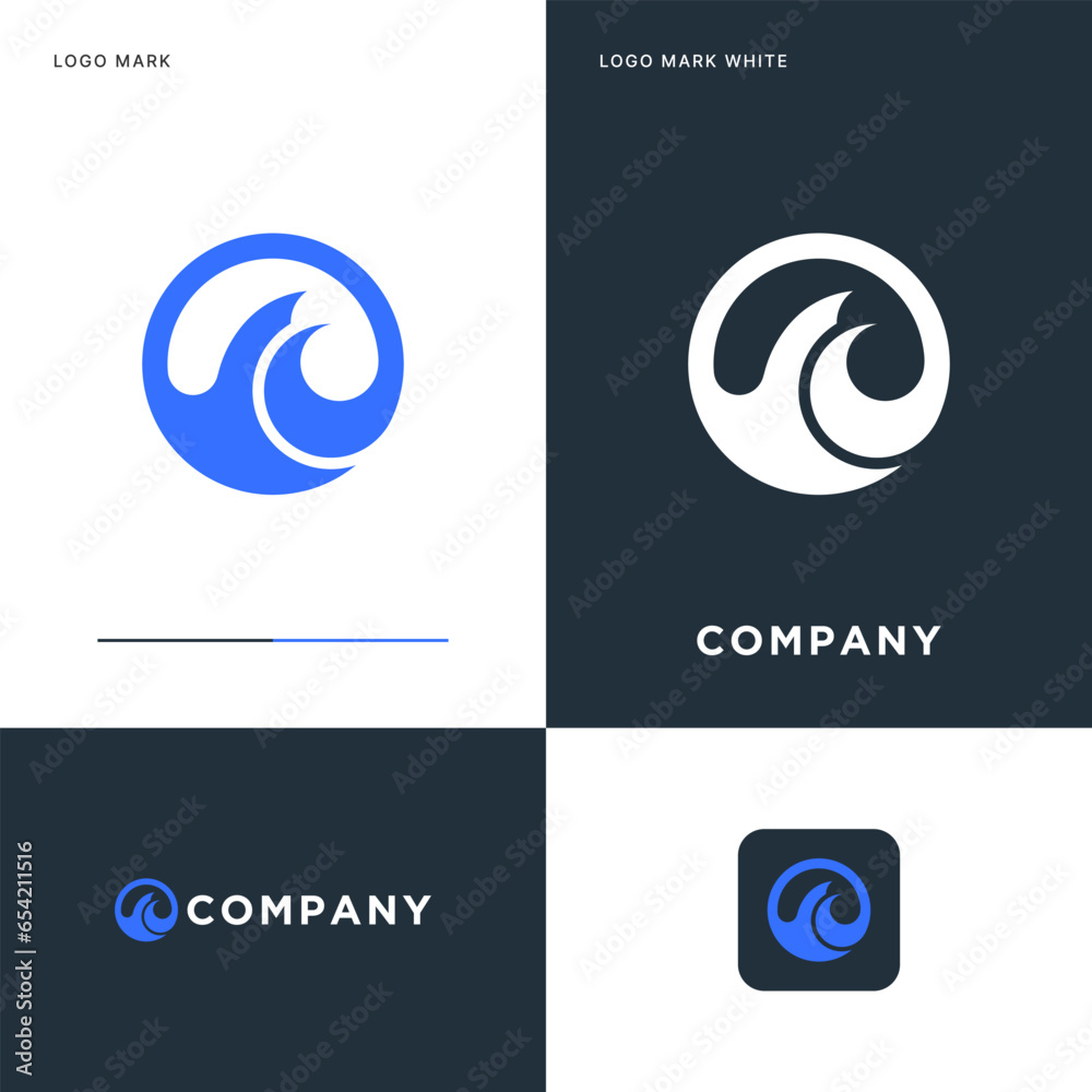 Obraz premium Wave Logo Vector Icon Illustration Design