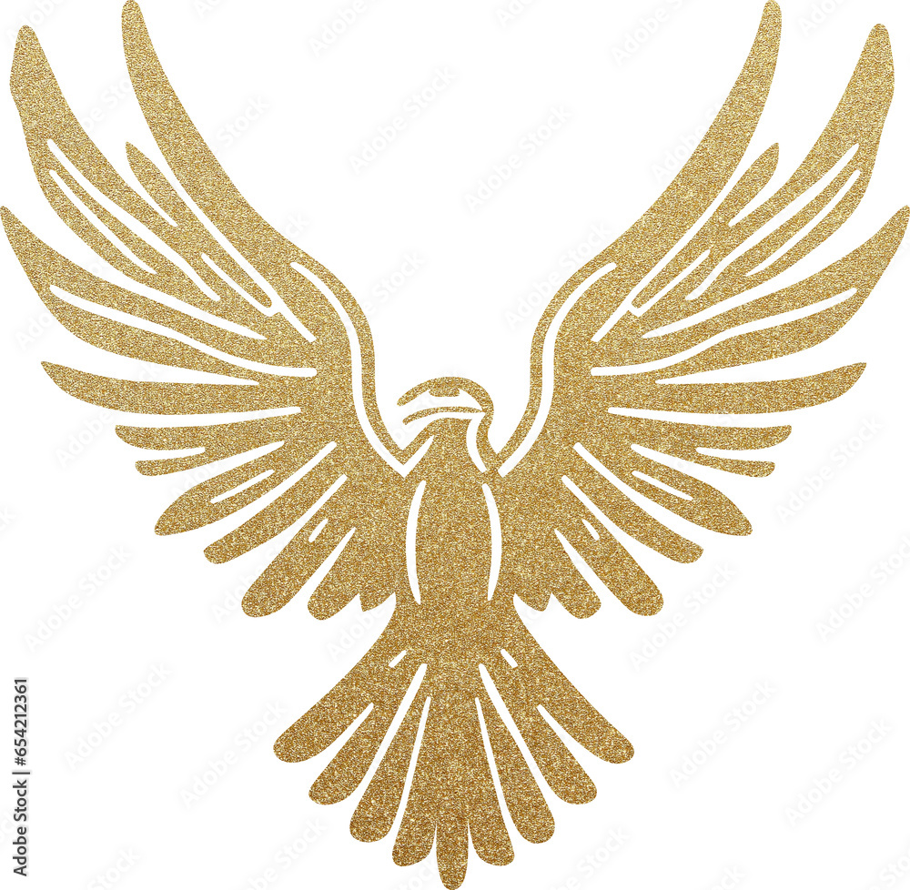 Fototapeta premium Golden glitter eagle head, gold glitter eagle