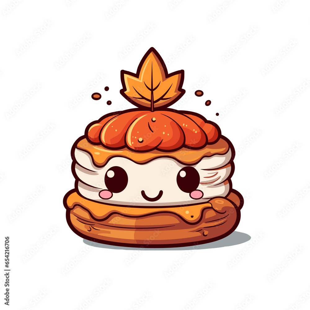 Kawaii Maple pecan cake, Illustration PNG, Cartoon Graphic Design Tshirt