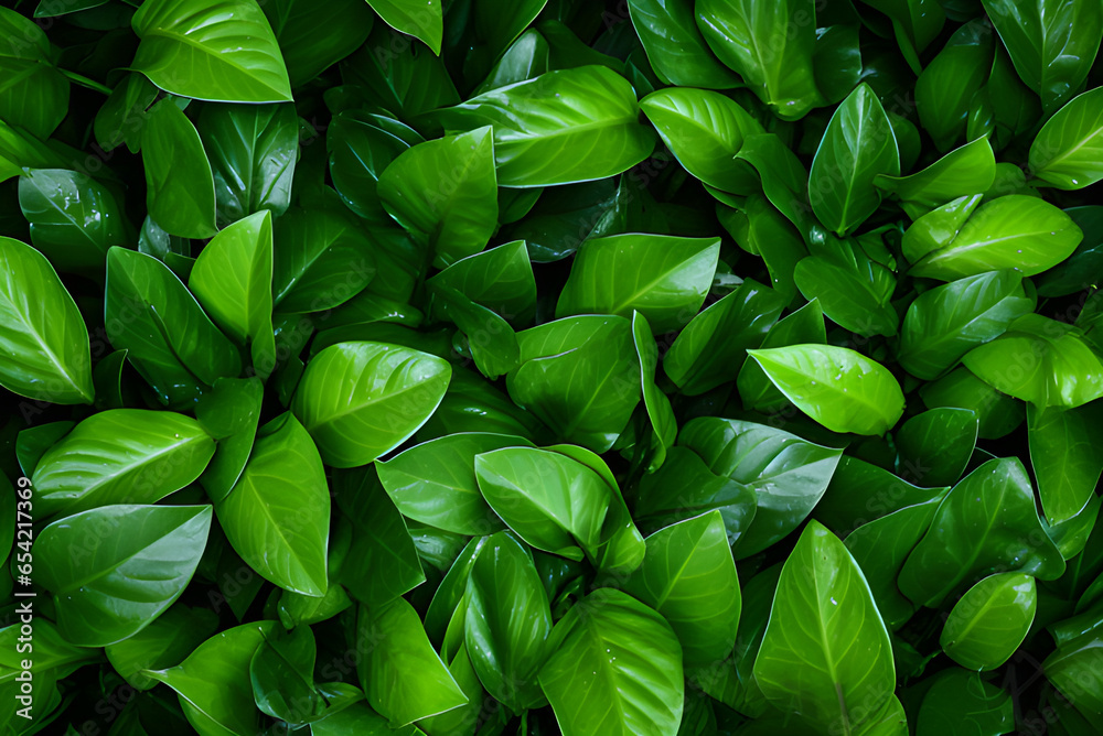 Obraz premium Full Frame of Green Leaves Texture Background. Tropical Leaf.