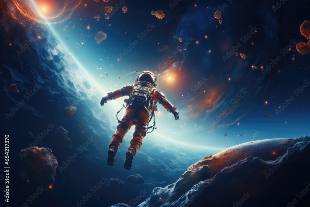 Astronaut fliegt durchs All Astronaut fliegt durchs All