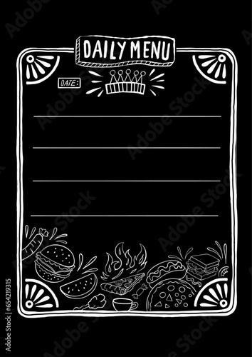 Hand Drawn Doodle Daily Menu Table vector illustration (ID: 654219315)