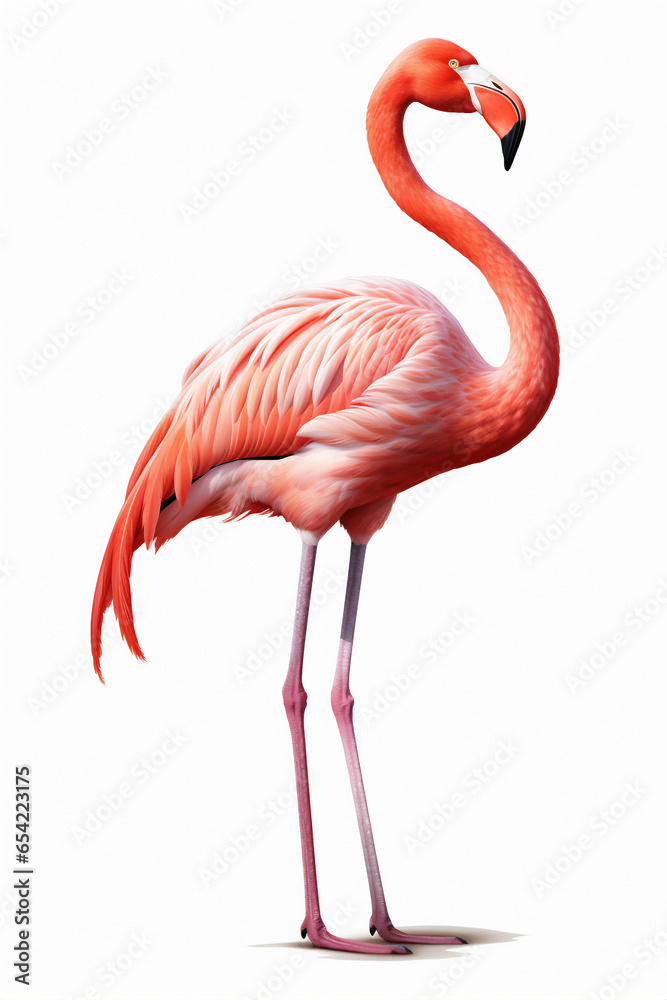Fototapeta premium pink flamingo isolated on white
