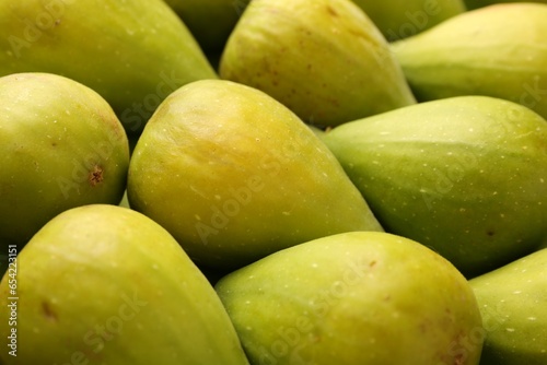 Many fresh green figs as background  closeup