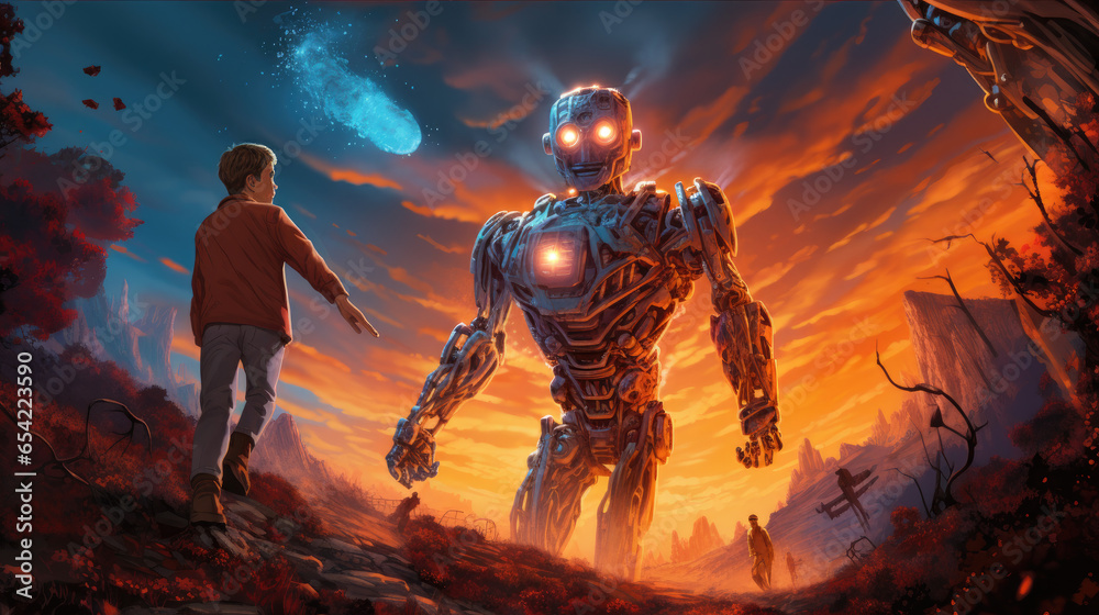 Fototapeta premium Futuristic Robots on a Mission to Save Humanity